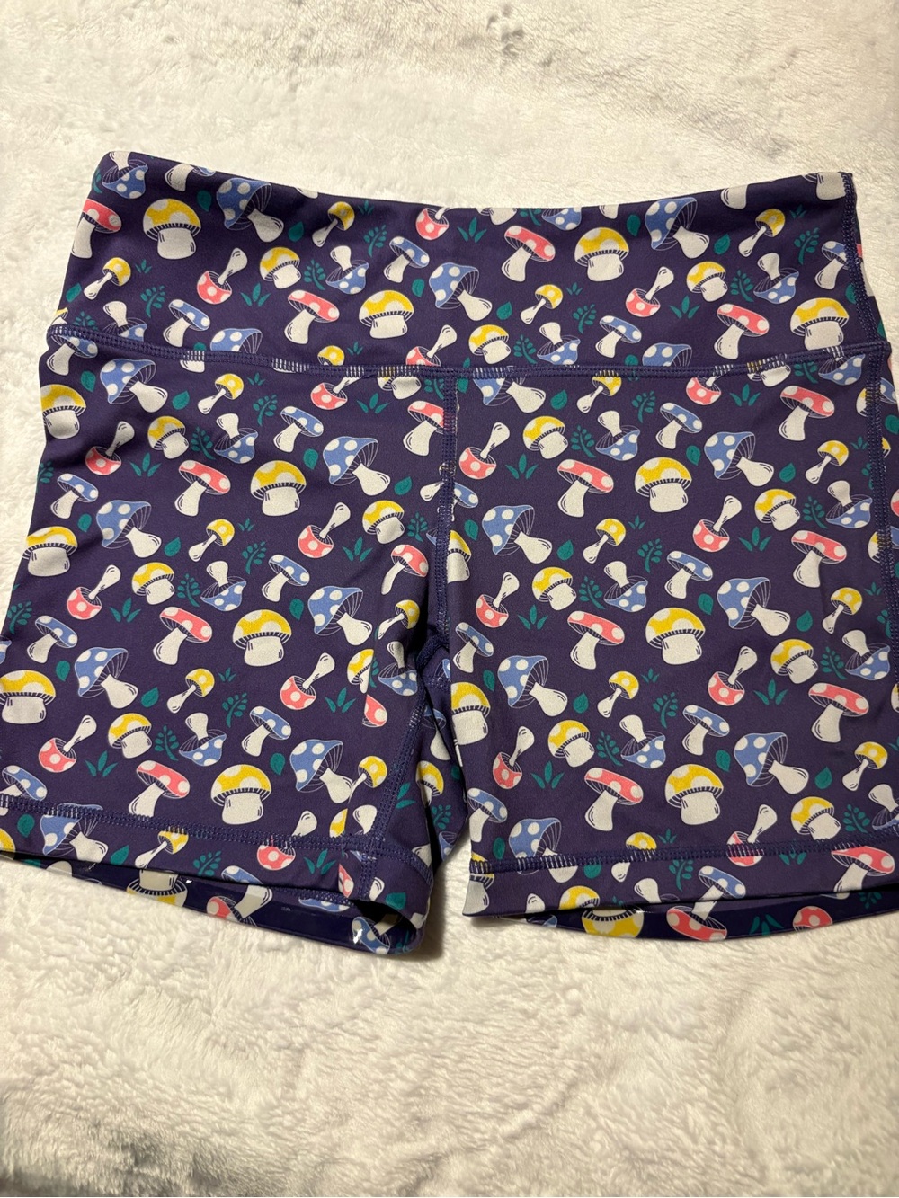 IAB MFG Purple Mushroom-Print Women's Active Shorts - size 6/Small
